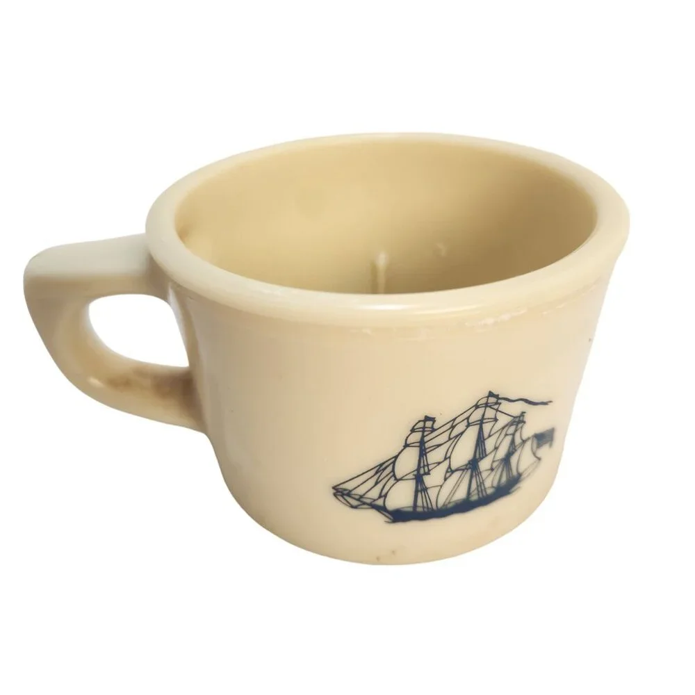 Old Spice Shaving Mug Vintage Shulton #25 Ship Grand Turk Salem 1786 2-3/8